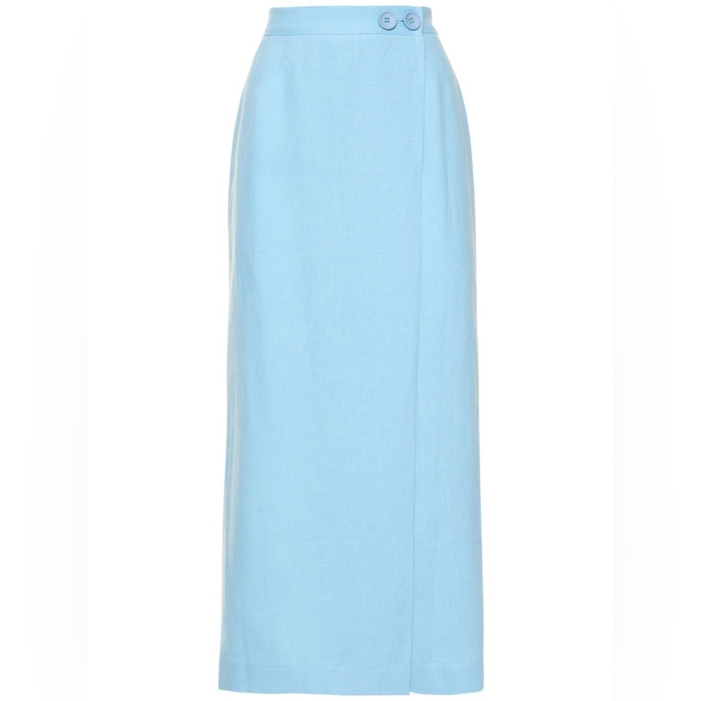 SLEEPER Lili Marleen Linen Midi Skirt In Blue